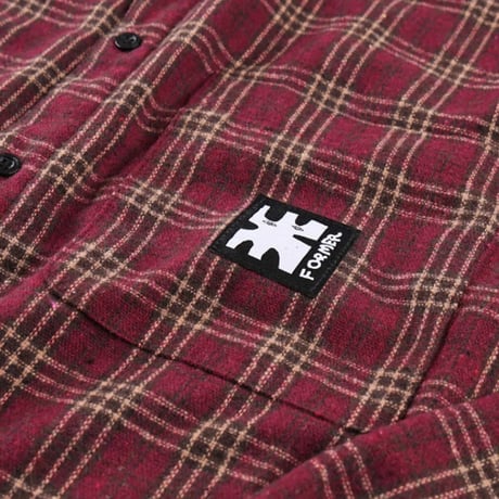 FORMER シャツ 長袖 チェック フォーマー　REYNOLDS FLANNEL LS SHIRT （RED）