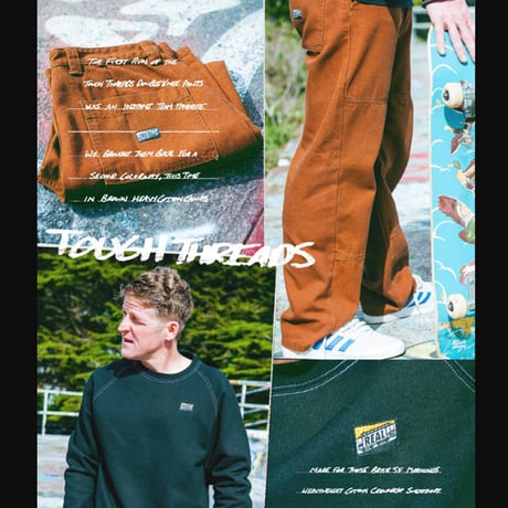 REAL SKATEBOARDS  リアル スケートボード　TOUGH THREADS PANT CUSTOM CANVAS PANTS （BROWN）
