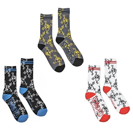 KROOKED ソックス クルキッド メンズ　KROOKED SKATEBOARDS SOCKS STYLE （CHARCOAL　BLACK　WHITE）