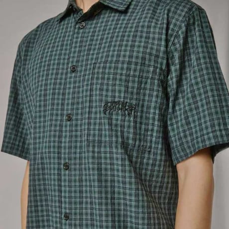 FORMER シャツ 半袖 フォーマー グリーン系 チェック　MANNERS CHECK SS SHIRT（RIVER）