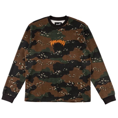 WELCOME SKATEBOARDS ワッフルニット Ｔシャツ ウェルカム 長袖　COVERT L/S CAMO WAFFLE KNIT （TIMBER）