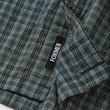 FORMER シャツ 半袖 フォーマー グリーン系 チェック　MANNERS CHECK SS SHIRT（RIVER）