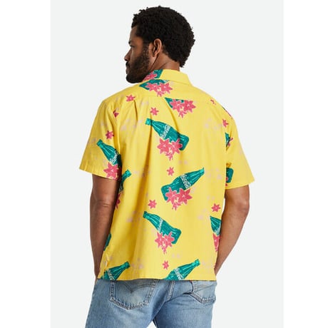 SALE BRIXTON シャツ 半袖 ブリクストン メンズ　COCA-COLA BUNKER S/S WVN SHIRT（YELLOW）