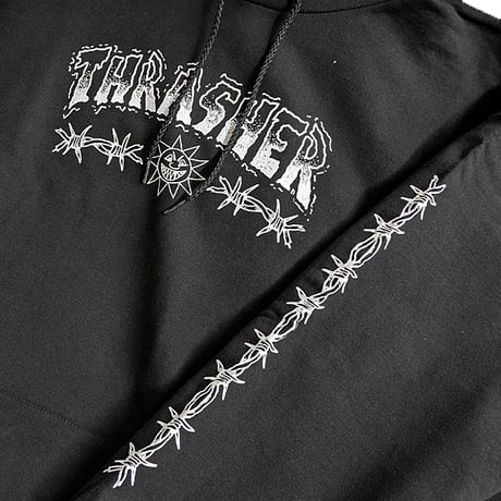 SALE THRASHER パーカー スラッシャー　BARBED WIRE HOODIE （BLACK）
