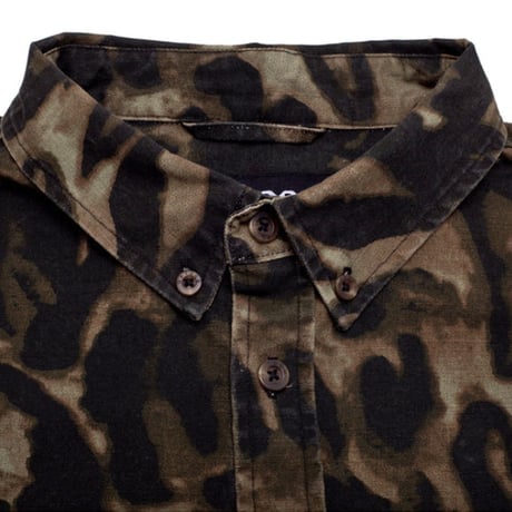 GX1000 シャツ 長袖 ジーエックスセン レオパード　Long Sleeve Button Down Shirt （Brown Leopard Camo）