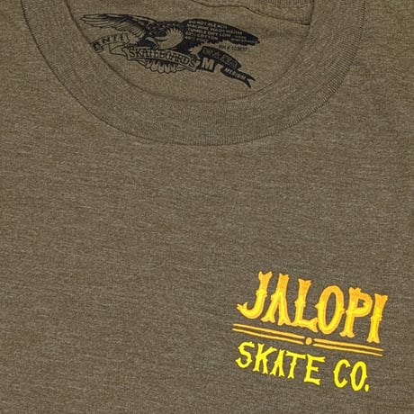 ANTIHERO SKATEBOARDS Tシャツ アンタイヒーロー グリーン系 半袖　ANTIHERO JALOPI STOP POLLUTION S/S TEE (HEATHER ARMY)
