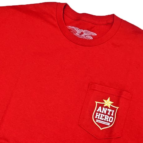 ANTIHERO SKATEBOARDS Tシャツ アンタイヒーロー 半袖 赤　BOTTLE CAP S/S POCKET TEE (RED)
