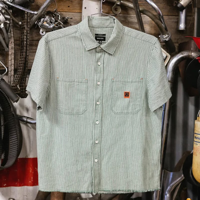 BRIXTON シャツ 半袖 ブリクストン メンズ グリーン ASSEMBLY S/S WOV