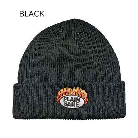 PLAINSANE FLAME BEANIE（BLACK　CHEST NUT BROWN）  スノーボード  ニット帽 ビーニー プレインセイン PLAIN SANE
