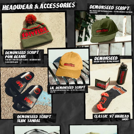 SPITFIRE WHEELS ビーニー 緑 スピットファイア　SPIT FIRE DEMONSEED SCRIPT POM BEANIE（OLIVE/RED/BLACK）