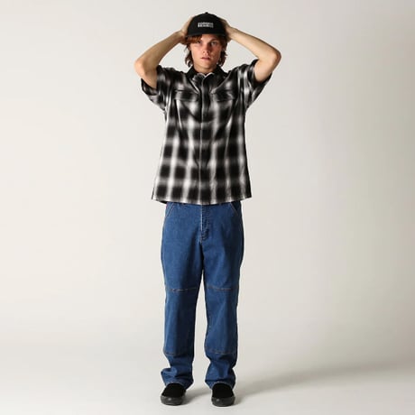 FORMER シャツ 半袖 フォーマー　FORER BROADCAST PLAID SS SHIRT （BLACK）