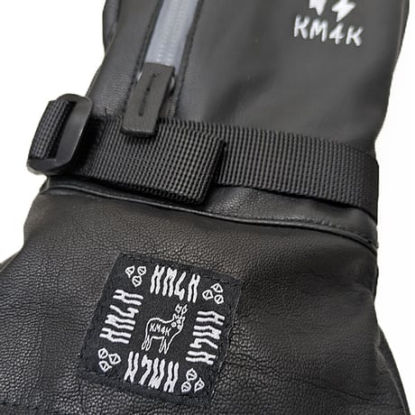 KM4K グローブ ミトン　KM4K NO HIZUME KAWA （FULL BLACK SKIN） レザー スノーグローブ メンズ レディース カモシカ