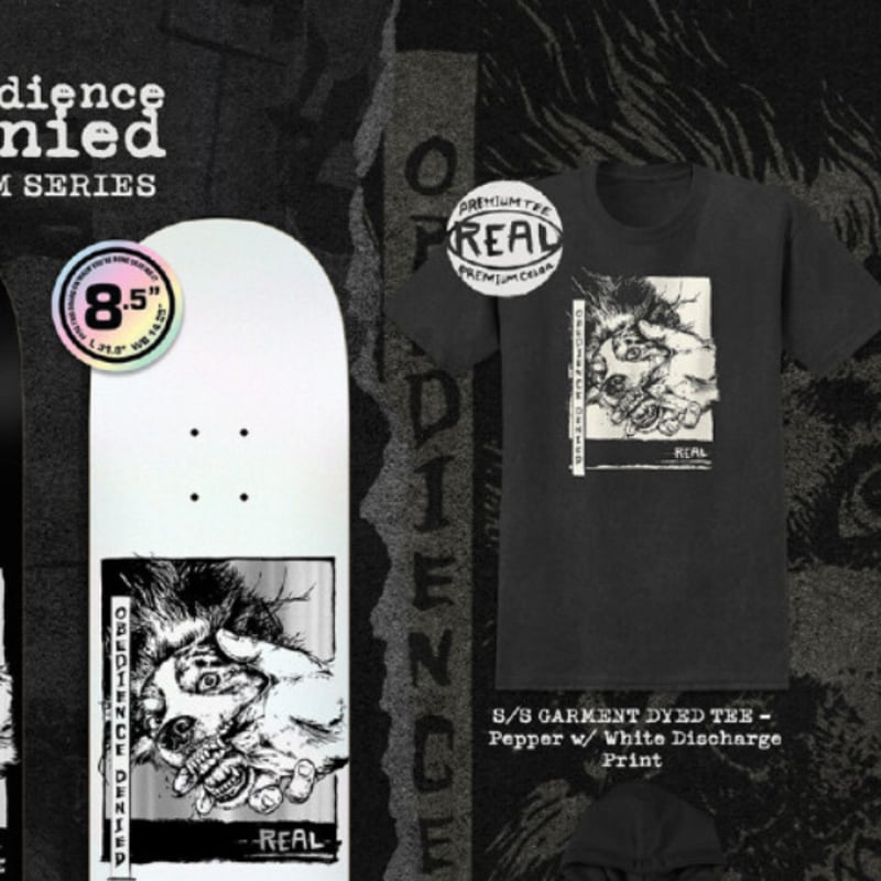 REAL SKATEBOARDS Tシャツ 半袖 リアル グレー Obedience Deni