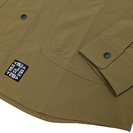 KM4K シャツ 長袖 カモシカ　KM4K STRETCH ORIGIN LONG - SLEEVED SHIRT (ダークグリーン系)