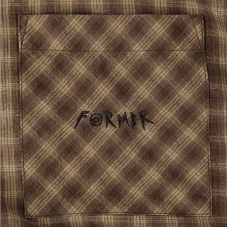 FORMER シャツ 半袖 チェック ブラウン フォーマー　FORMER MANNERS CHECK SS SHIRT （BARK）