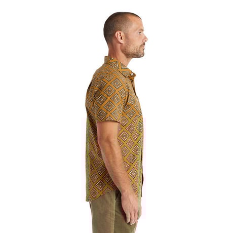 “秋も使える！” BRIXTON シャツ　BRIXTON CHARTER PRINT S/S WVN SHIRT （MEDAL BRONZE/BLACK/TAN） 半袖 ブリクストン SALE
