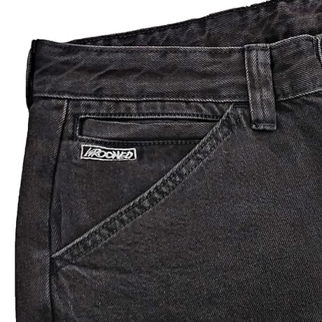 SALE KROOKED パンツ クルキッド　KROOKED SKATEBOARDS EYES DENIM TWILL PANTS （BLACK）