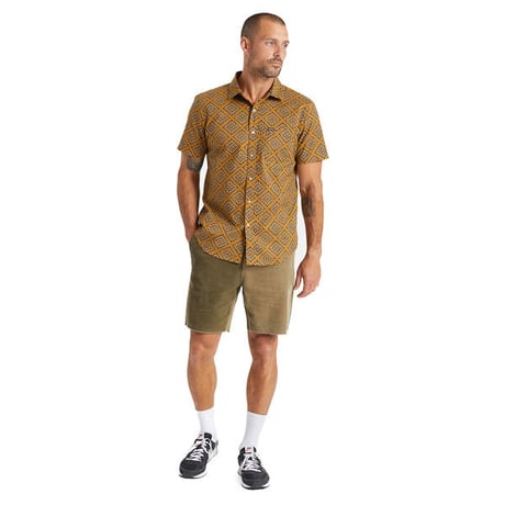 SALE BRIXTON シャツ 半袖 ブリクストン ブラウン　CHARTER PRINT S/S WVN SHIRT