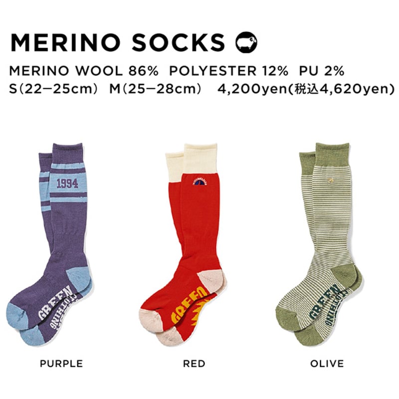 24-25 GREENCLOTHING スノーソックス GREEN CLOTHING MER