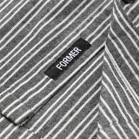 FORMER シャツ 半袖 フォーマー グレー系 ストライプ　REYNOLDS STRIPE SS SHIRT（BLACK）
