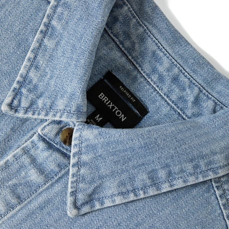 BRIXTON シャツ 長袖 ブリクストン メンズ　HERRINGBONE LW RELAXED OVERSHIRT (LIGHT WASH DENIM HERRINGBONE)