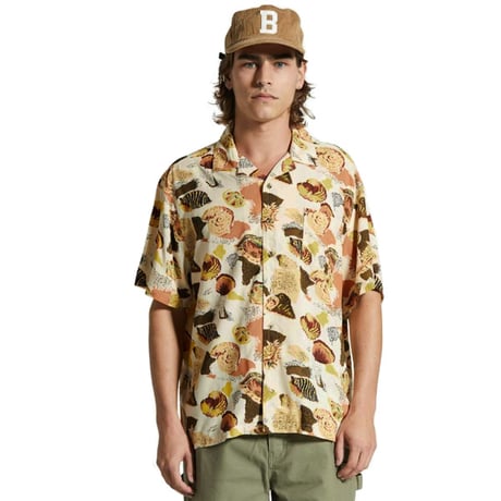BRIXTON シャツ 半袖 ブリクストン メンズ ベージュ　BUNKER RESERVE S/S SHIRT （MULTI COLOR SHELL）