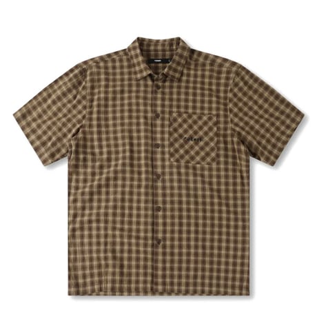 FORMER シャツ 半袖 チェック ブラウン フォーマー　FORMER MANNERS CHECK SS SHIRT （BARK）