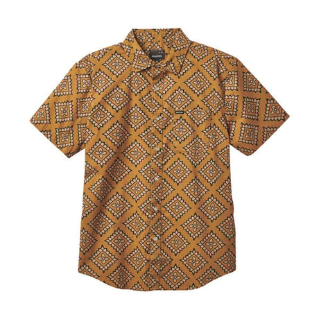 SALE BRIXTON シャツ 半袖 ブリクストン ブラウン　CHARTER PRINT S/S WVN SHIRT