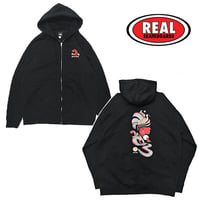 SALE REAL SKATEBOARDS パーカー リアル　FOWL ZIP UP HOODIE （BLACK）