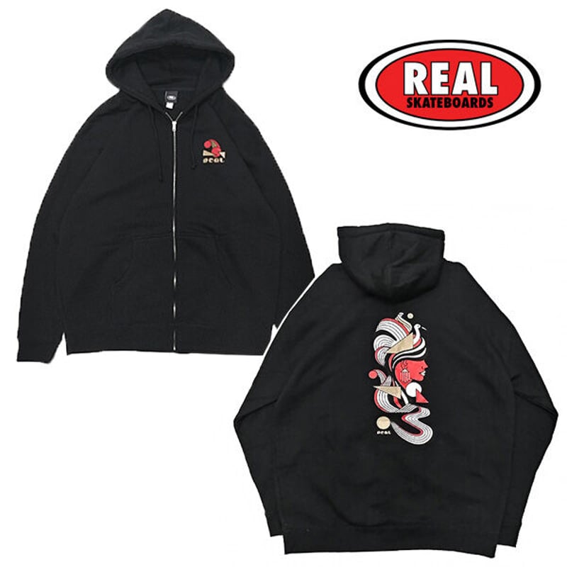 REAL SKATEBOARDS パーカ REAL FOWL ZIP-UP HOODIE （B...