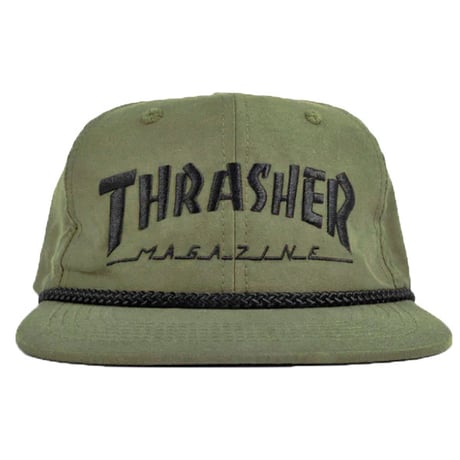 “訳ありOUTLET SALE” THRASHER キャップ スラッシャー　ROPE SNAPBACK CAP（OLIVE）