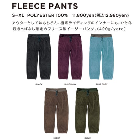SALE 23-24 GREENCLOTHING フリースパンツ グリーンクロージング GREEN CLOTHING FLEECE PANTS   (BLACK)