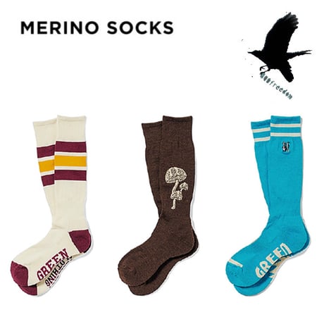 25-26 GREENCLOTHING スノーソックス 　GREEN CLOTHING MERINO SOCKS  男性&女性用（3カラー)  グリーンクロージング