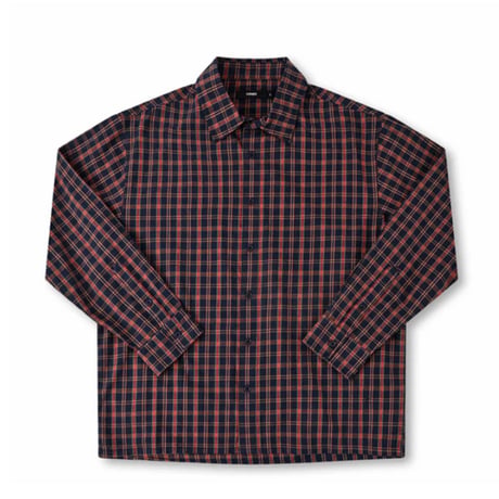 FORMER シャツ 半袖 チェック ブラウン フォーマー　FORMER VIVIAN CHECK LS SHIRT （NAVY）
