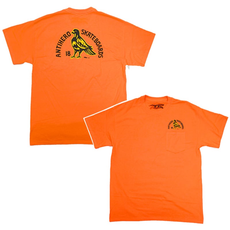 ANTIHERO SKATEBOARDS Tシャツ アンタイヒーロー 蛍光オレンジ 半袖 AN ANTIHERO SKATEBOARDS Tシャツ アンタイヒーロー 蛍光オレンジ 半袖 AN