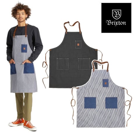 エプロン ブリクストン BRIXTON DONE PROPER APRON （Black Canvas　Railroad Stripe/Denim）