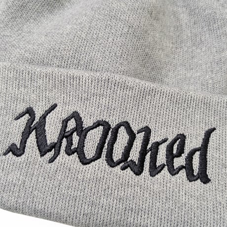 KROOKED ビーニー ライトグレー クルキッド　KROOKED SKATEBOARDS DOUBLE OK SCRIPT CUFF BEANIE （HEATHER GREY）