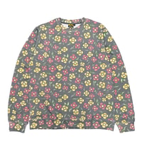 KROOKED サーマル Tシャツ 長袖 クルキッド　KROOKED SKATEBOARDS PAINTED FLOWERS WAFFLE KNIT CREWNECK