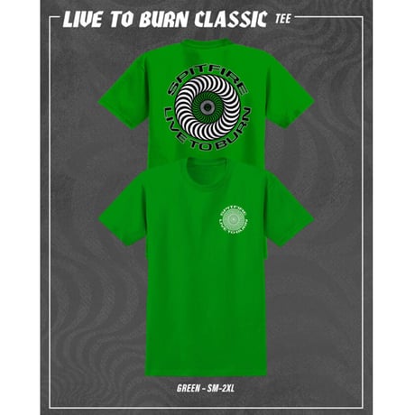 SPITFIRE WHEELS Tシャツ 半袖 スピットファイア 緑　SPIT FIRE LIVE TO BURN S/S TEE（GREEN)