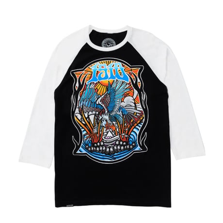 1910 9teenten Tシャツ ラグラン ブラックｘホワイト　1910 Ojo Rojo LS Raglan Tee （Black/White） 7分袖 ナインティーン テン