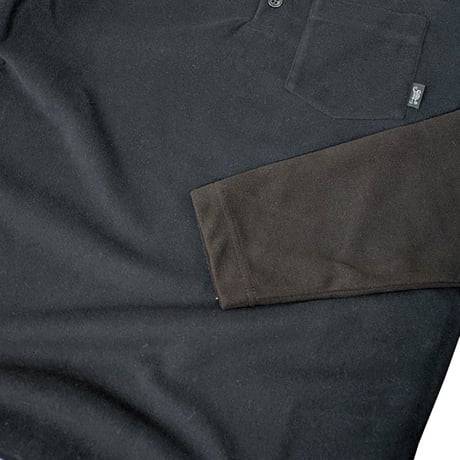 25-26 グリーンクロッシング インナー ヘンリーネック　GREEN CLOTHING LIGHT FLEECE HENLEY NECK  (BLACK/BROWN）