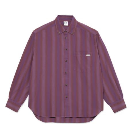 POLAR SKATE CO シャツ 長袖  パープル ポーラー メンズ　Ben LS Shirt （Purple Stripe）
