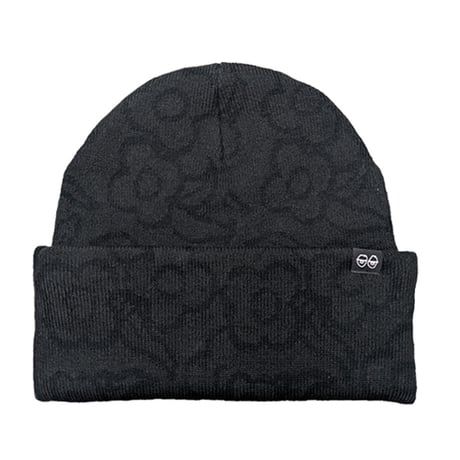 KROOKED ビーニー ブラック クルキッド　KROOKED SKATEBOARDS FLOWERS EYES CLIP CUFF BEANIE （BLACK）