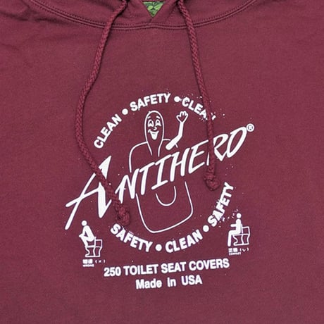 ANTIHERO SKATEBOARDS パーカー アンタイヒーロー ワイン系　CLEAN SAFETY PULLOVER HOODIE （MAROON）