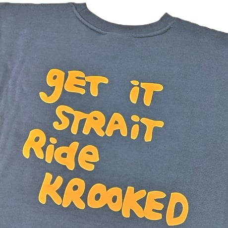 SALE KROOKED スウェット クルキッド　STRAIT EYES HEAVYWEIGHT PULLOVER CREWNECK SWEAT（STORM BLUE）