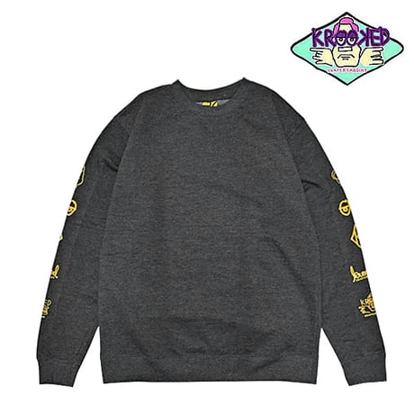 SALE KROOKED スウェット クルキッド　NASKER CREWNECK SWEAT（CHARCOAL HEATHER）