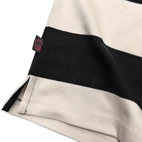 SPITFIRE WHEELS  ラグビーシャツ スピットファイア 黒Ｘベージュ　SPIT FIRE BIGHEAD RUGBY L/S SHIRT （OFF WHITE/BLACK）