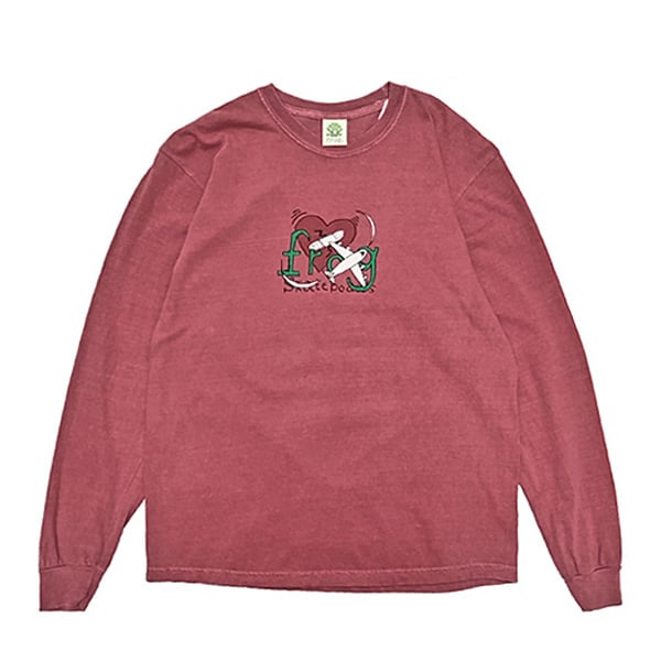 も*】様 開志国際　RED TIGERS 長袖Tシャツ SALE FROG Tシャツ 長袖 ロンT FROG DAMAGED LOVE CONNECT