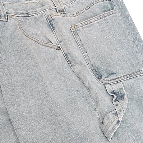 KROOKED デニム パンツ クルキッド　KROOKED SKATEBOARDS KOFFIN CARPENTER PANTS （BLEACHED DENIM）
