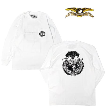 ANTIHERO SKATEBOARDS Tシャツ　ANTIHERO UNION18 LOCAL L/S POCKET TEE （WHITE） ロンT 長袖 Tシャツ アンタイヒーロー
